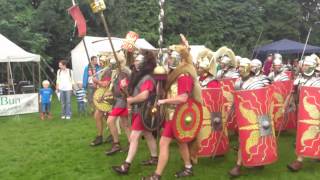 Roman Reenactment at the Amphitheatre in Caerleon Marching In [upl. by Pergrim]