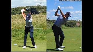 Justin Thomas golf swing  Long Iron faceon amp downtheline July 2017 [upl. by Norahs695]