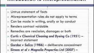 Misrepresentation Lecture 1 of 4 [upl. by Dynah424]